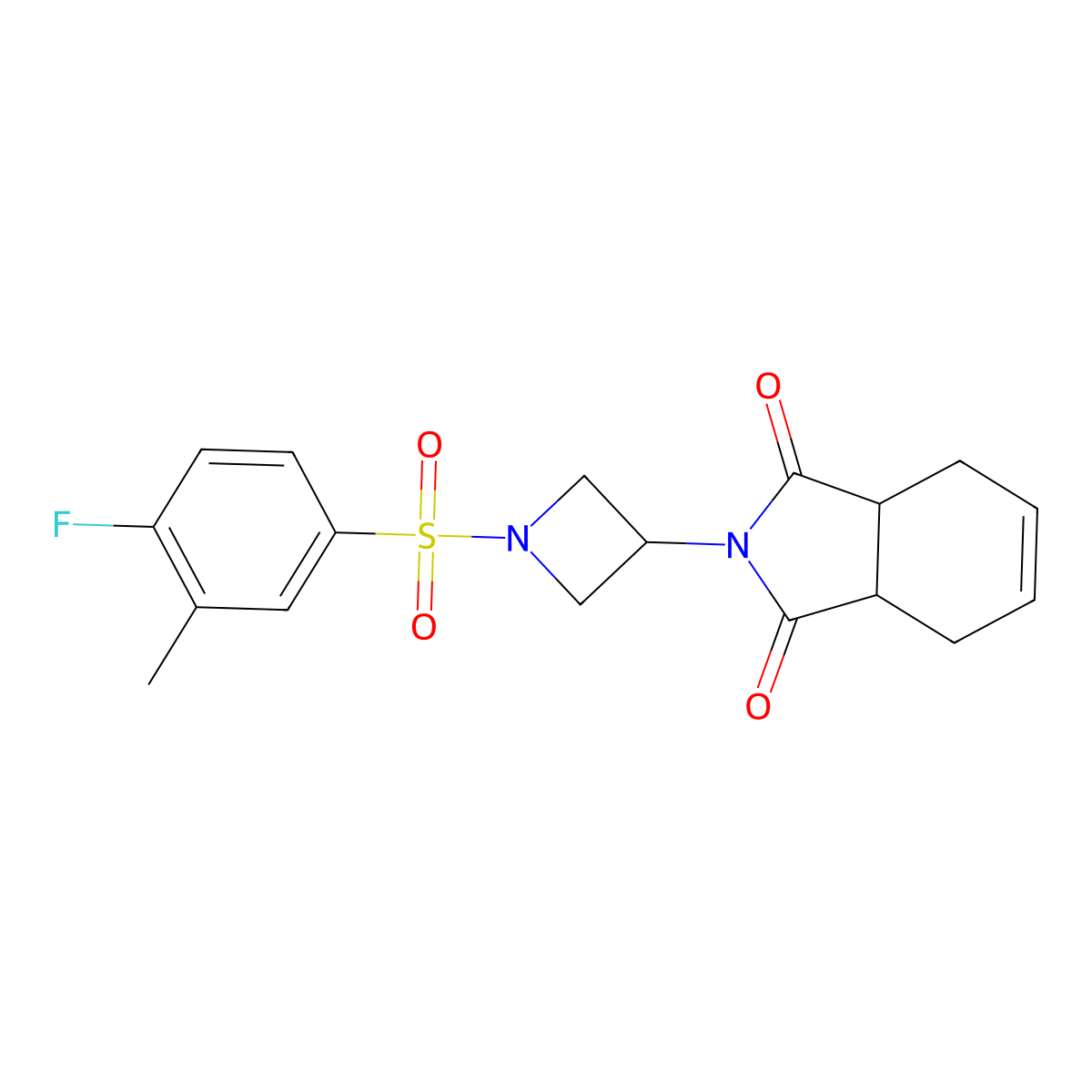 2-(1-((4-fluoro-3-methylphenyl)sulfonyl)azetidin-3-yl)-3a,4,7,7a-tetrahydro-1H-isoindole-1,3(2H)-dione molecular structure, CAS 2034423-98-6