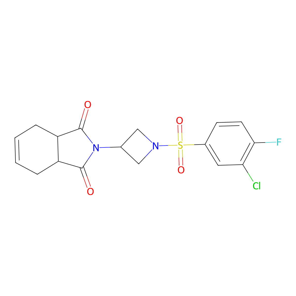 2-(1-((3-chloro-4-fluorophenyl)sulfonyl)azetidin-3-yl)-3a,4,7,7a-tetrahydro-1H-isoindole-1,3(2H)-dione molecular structure, CAS 2034424-06-9