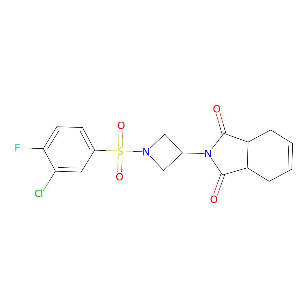 2-(1-((3-chloro-4-fluorophenyl)sulfonyl)azetidin-3-yl)-3a,4,7,7a-tetrahydro-1H-isoindole-1,3(2H)-dione molecular structure, CAS 2034424-06-9