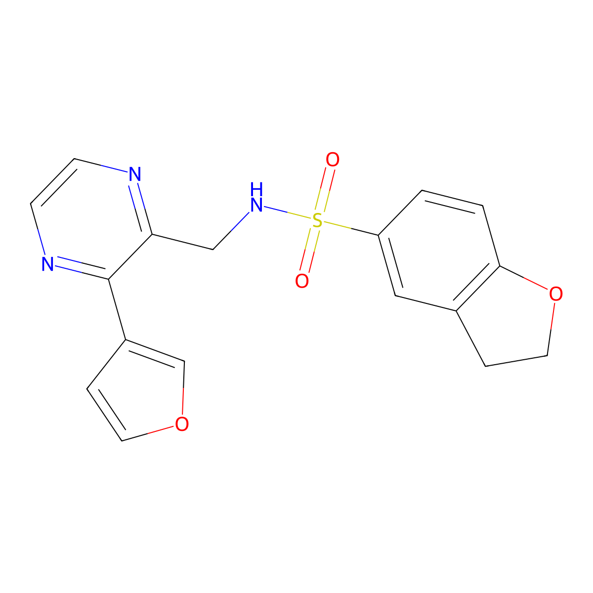 N-((3-(furan-3-yl)pyrazin-2-yl)methyl)-2,3-dihydrobenzofuran-5-sulfonamide molecular structure, CAS 2034424-07-0
