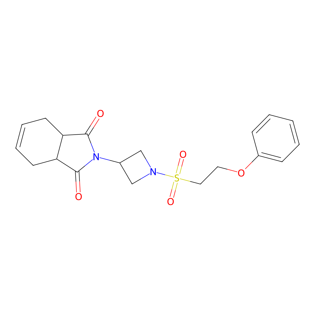 2-(1-((2-phenoxyethyl)sulfonyl)azetidin-3-yl)-3a,4,7,7a-tetrahydro-1H-isoindole-1,3(2H)-dione molecular structure, CAS 2034424-10-5