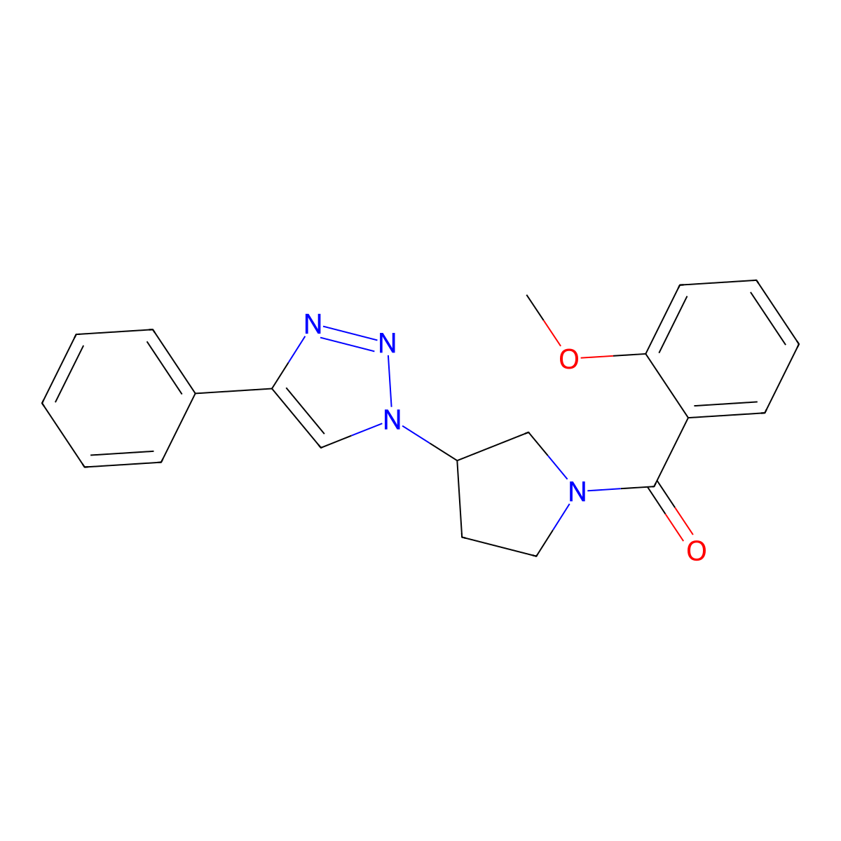 (2-methoxyphenyl)(3-(4-phenyl-1H-1,2,3-triazol-1-yl)pyrrolidin-1-yl)methanone molecular structure, CAS 2034424-11-6