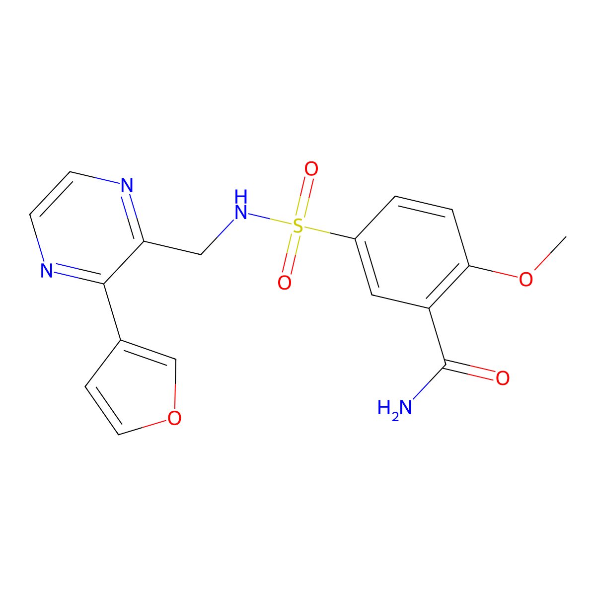 5-(N-((3-(furan-3-yl)pyrazin-2-yl)methyl)sulfamoyl)-2-methoxybenzamide molecular structure, CAS 2034424-15-0