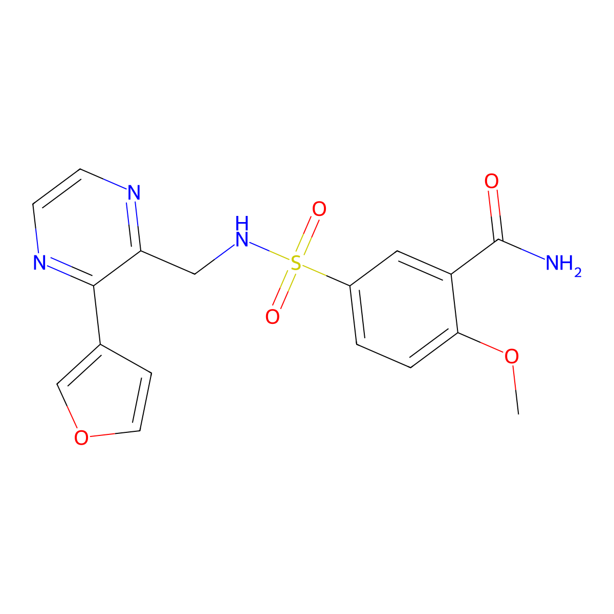 5-(N-((3-(furan-3-yl)pyrazin-2-yl)methyl)sulfamoyl)-2-methoxybenzamide molecular structure, CAS 2034424-15-0