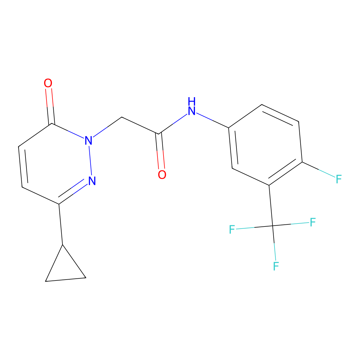 2-(3-cyclopropyl-6-oxopyridazin-1(6H)-yl)-N-(4-fluoro-3-(trifluoromethyl)phenyl)acetamide molecular structure, CAS 2034424-17-2