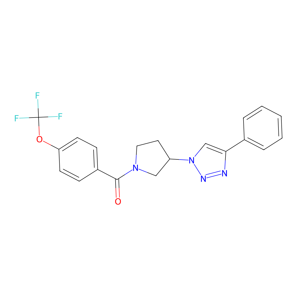 (3-(4-phenyl-1H-1,2,3-triazol-1-yl)pyrrolidin-1-yl)(4-(trifluoromethoxy)phenyl)methanone molecular structure, CAS 2034424-20-7