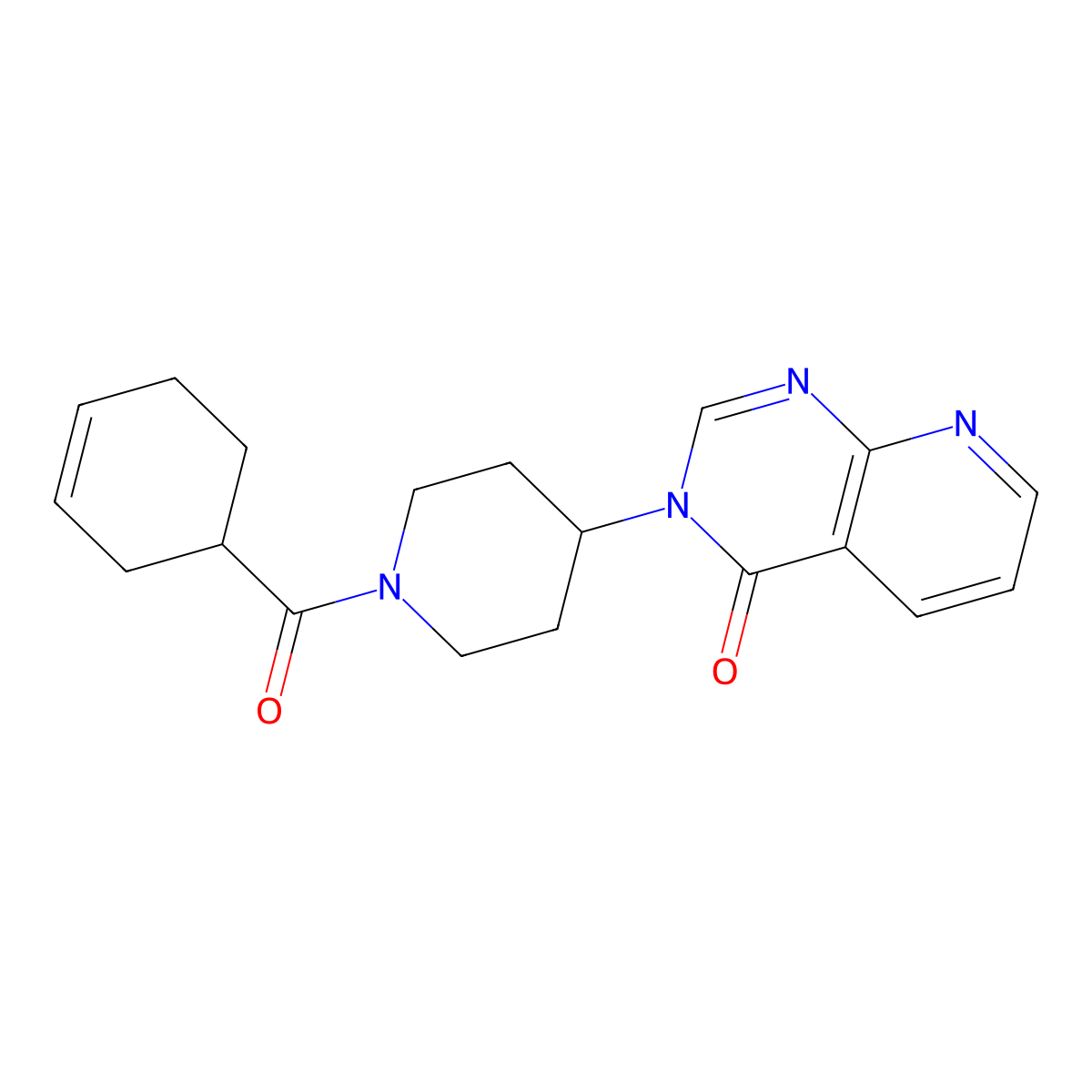 3-(1-(cyclohex-3-enecarbonyl)piperidin-4-yl)pyrido[2,3-d]pyrimidin-4(3H)-one molecular structure, CAS 2034424-24-1