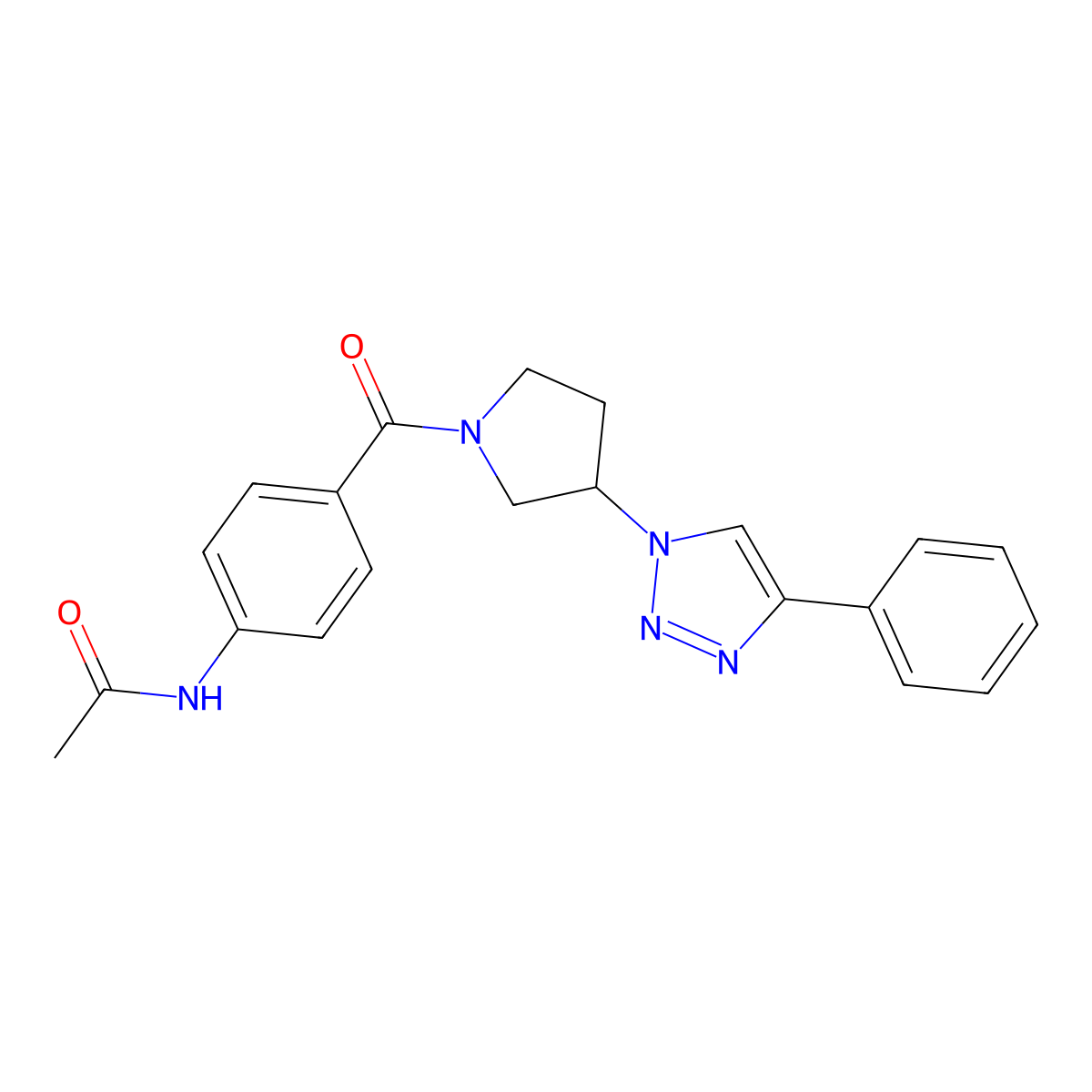N-{4-[3-(4-phenyl-1H-1,2,3-triazol-1-yl)pyrrolidine-1-carbonyl]phenyl}acetamide molecular structure, CAS 2034424-27-4