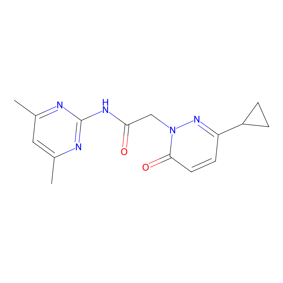 2-(3-cyclopropyl-6-oxopyridazin-1(6H)-yl)-N-(4,6-dimethylpyrimidin-2-yl)acetamide molecular structure, CAS 2034424-30-9