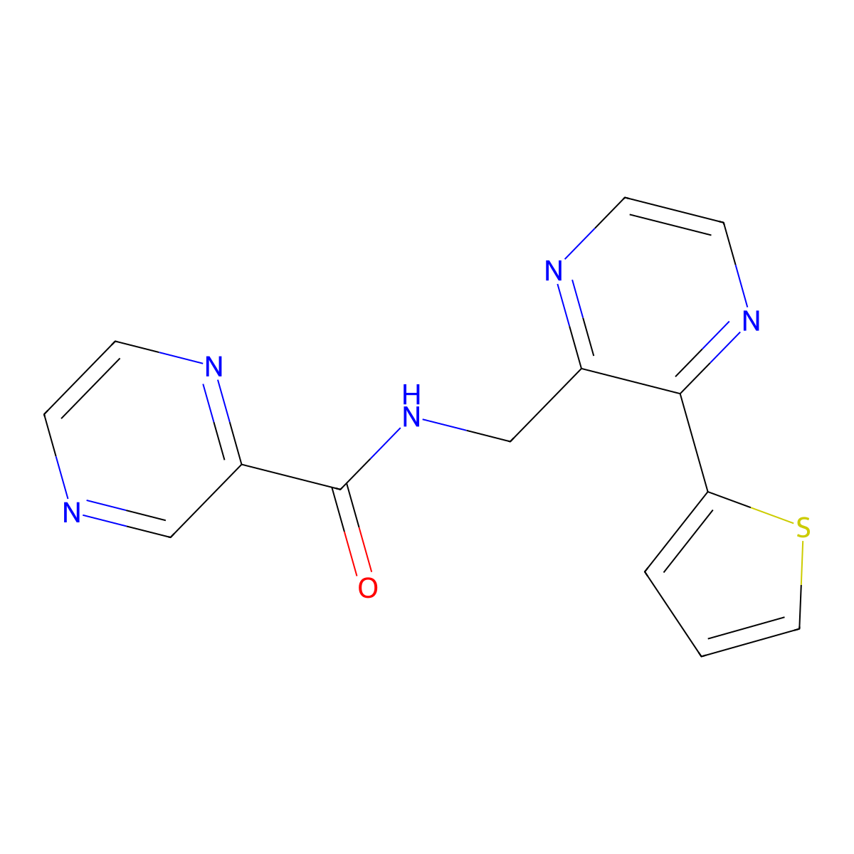 N-((3-(thiophen-2-yl)pyrazin-2-yl)methyl)pyrazine-2-carboxamide molecular structure, CAS 2034424-33-2