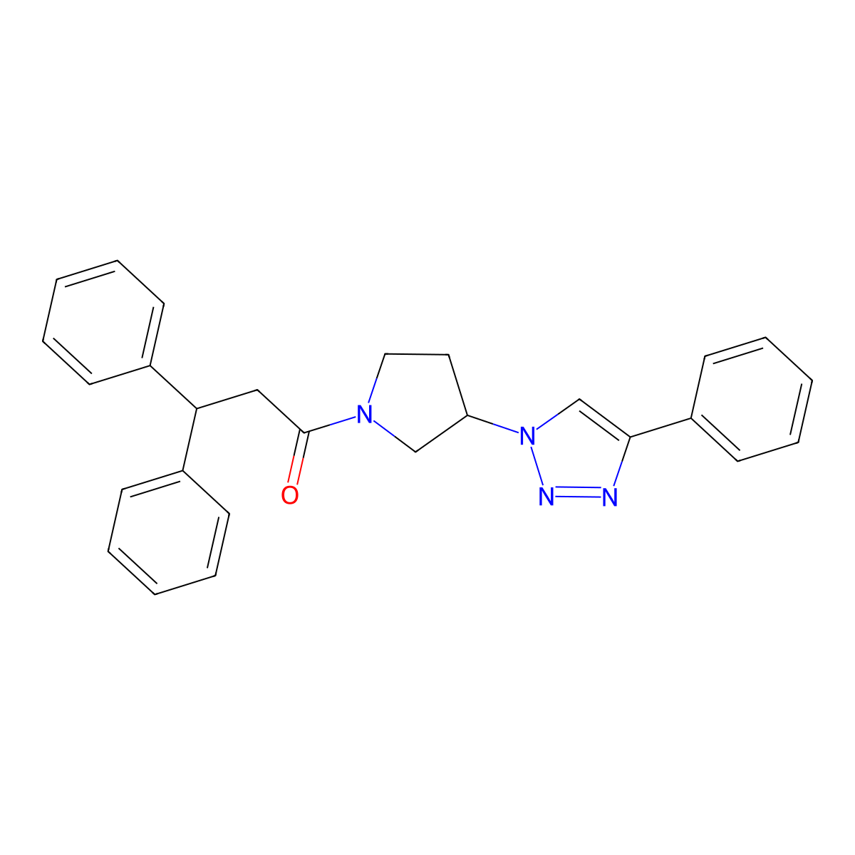 3,3-diphenyl-1-[3-(4-phenyl-1H-1,2,3-triazol-1-yl)pyrrolidin-1-yl]propan-1-one molecular structure, CAS 2034424-34-3