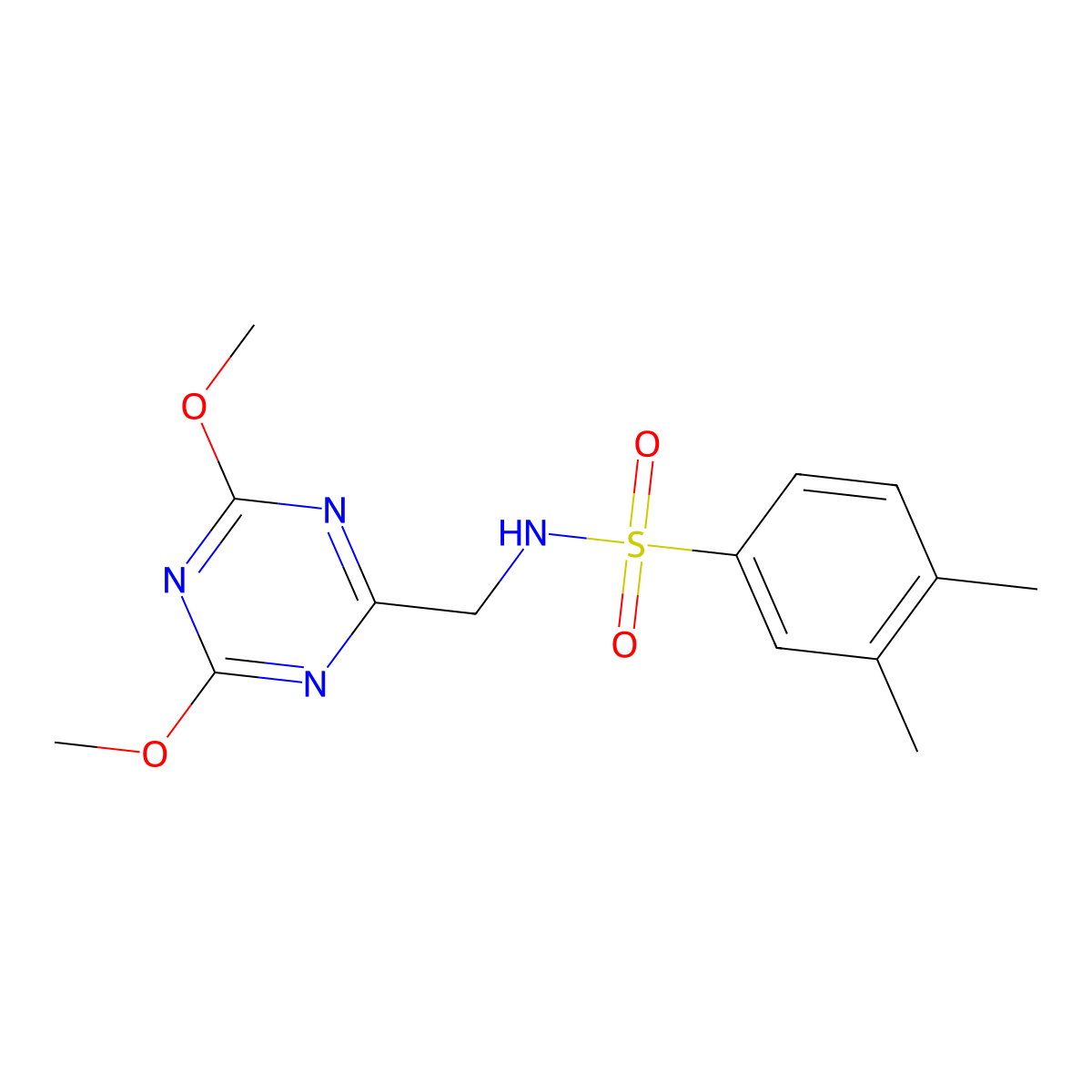 N-((4,6-dimethoxy-1,3,5-triazin-2-yl)methyl)-3,4-dimethylbenzenesulfonamide molecular structure, CAS 2034424-37-6