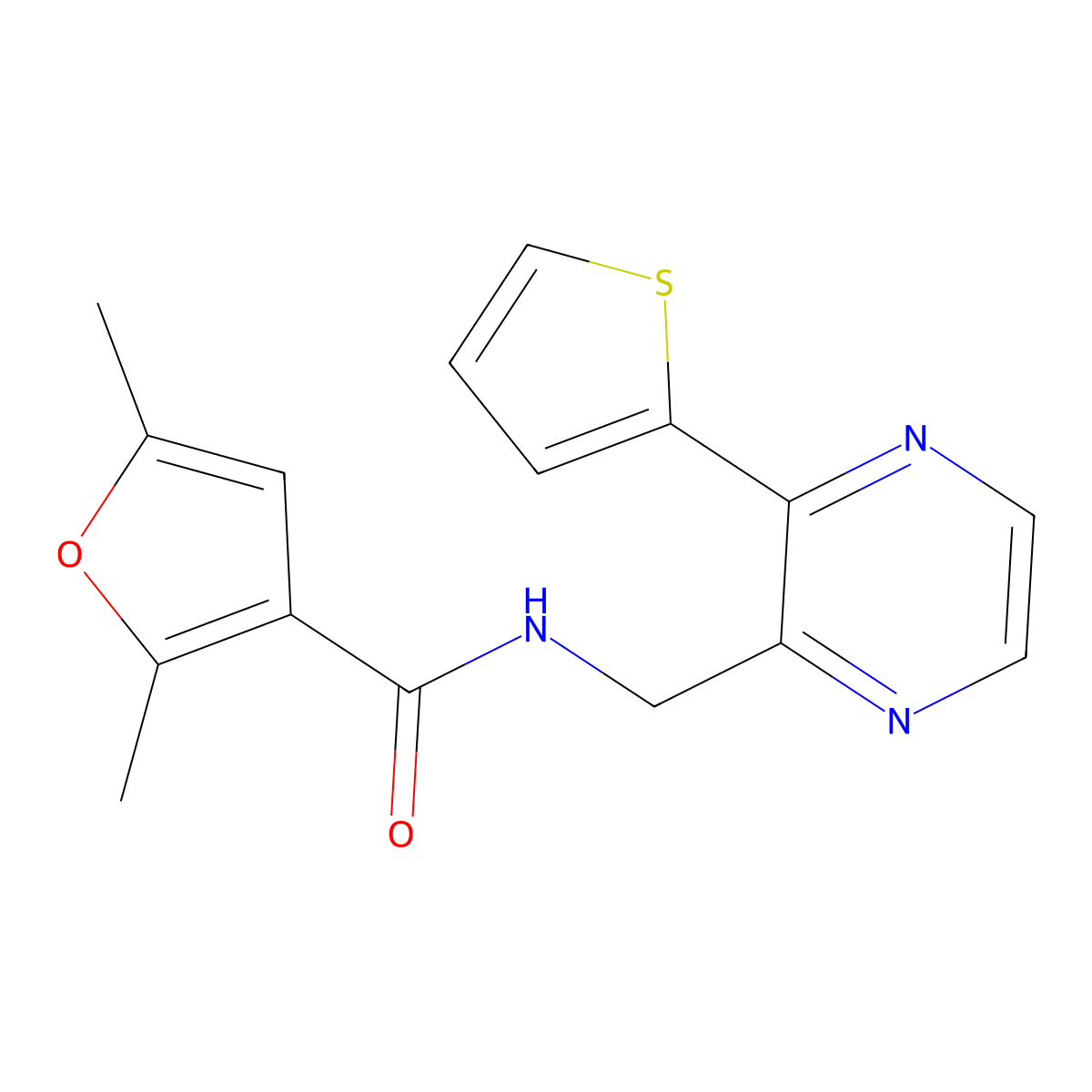 2,5-dimethyl-N-((3-(thiophen-2-yl)pyrazin-2-yl)methyl)furan-3-carboxamide molecular structure, CAS 2034424-40-1