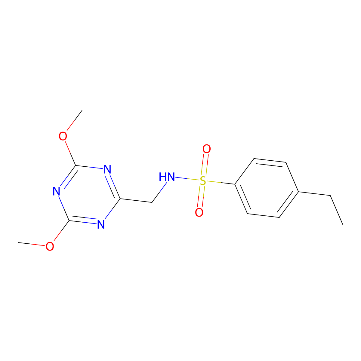 N-((4,6-dimethoxy-1,3,5-triazin-2-yl)methyl)-4-ethylbenzenesulfonamide molecular structure, CAS 2034424-43-4