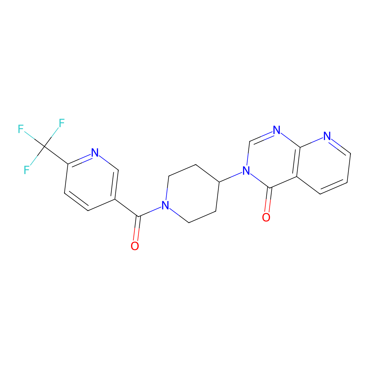 3-(1-(6-(trifluoromethyl)nicotinoyl)piperidin-4-yl)pyrido[2,3-d]pyrimidin-4(3H)-one molecular structure, CAS 2034424-44-5