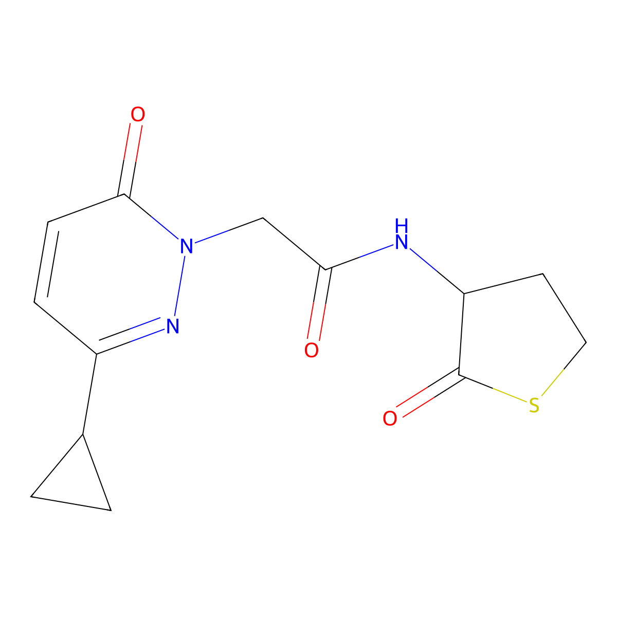 2-(3-cyclopropyl-6-oxopyridazin-1(6H)-yl)-N-(2-oxotetrahydrothiophen-3-yl)acetamide molecular structure, CAS 2034424-53-6