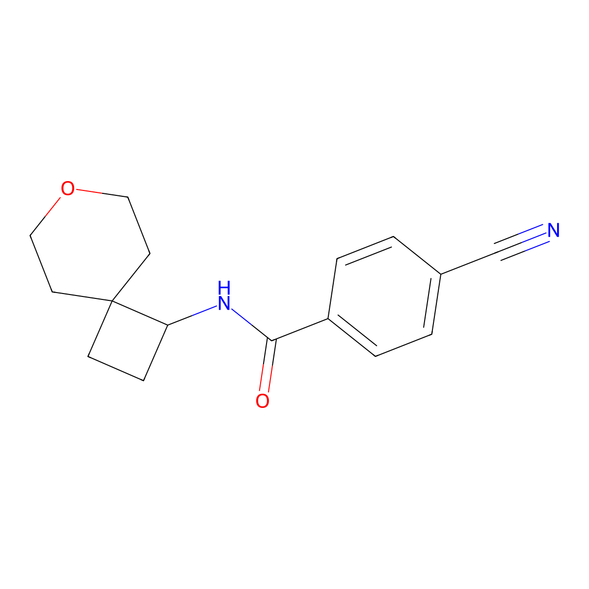 4-cyano-N-(7-oxaspiro[3.5]nonan-1-yl)benzamide molecular structure, CAS 2034424-61-6