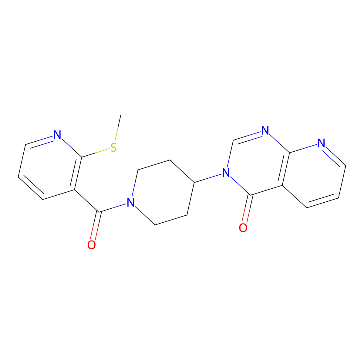 3-(1-(2-(methylthio)nicotinoyl)piperidin-4-yl)pyrido[2,3-d]pyrimidin-4(3H)-one molecular structure, CAS 2034424-64-9