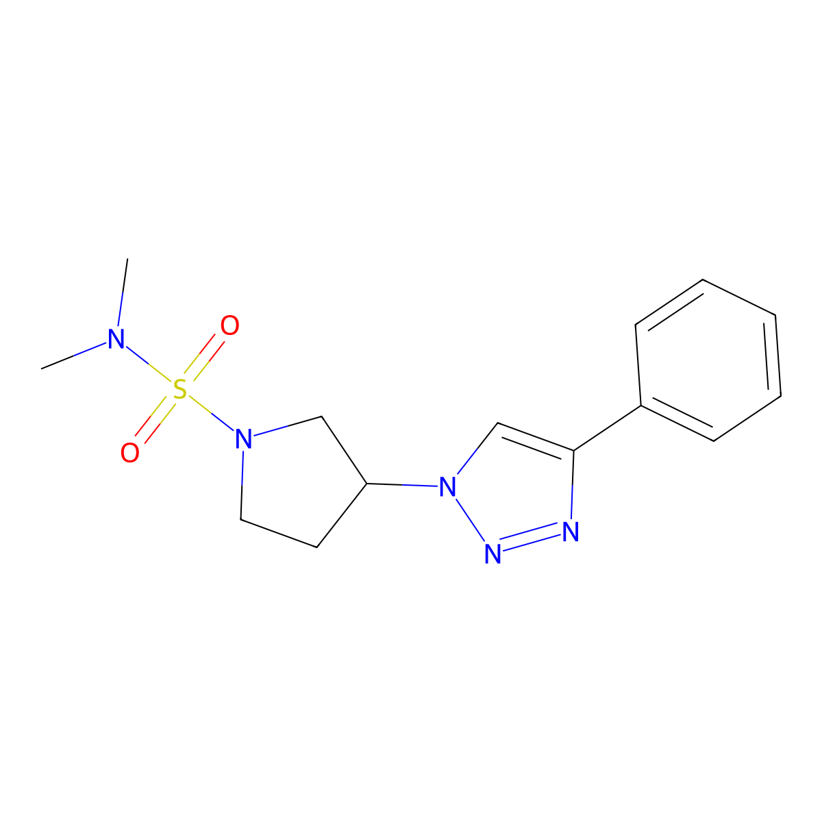 N,N-dimethyl-3-(4-phenyl-1H-1,2,3-triazol-1-yl)pyrrolidine-1-sulfonamide molecular structure, CAS 2034424-71-8