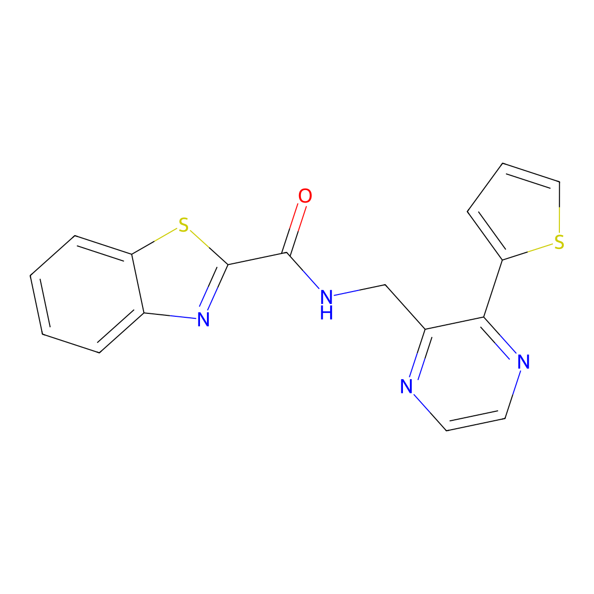 N-((3-(thiophen-2-yl)pyrazin-2-yl)methyl)benzo[d]thiazole-2-carboxamide molecular structure, CAS 2034424-74-1