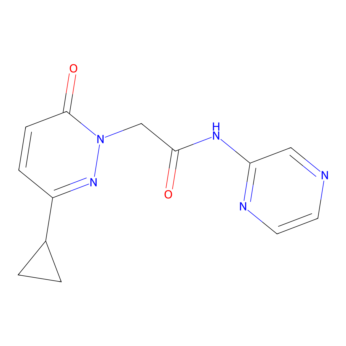2-(3-cyclopropyl-6-oxopyridazin-1(6H)-yl)-N-(pyrazin-2-yl)acetamide molecular structure, CAS 2034424-77-4
