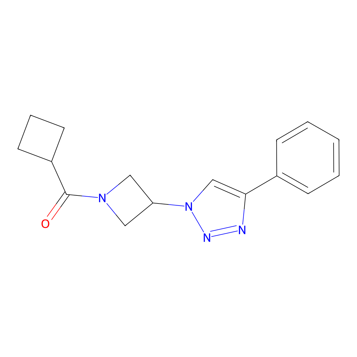 cyclobutyl(3-(4-phenyl-1H-1,2,3-triazol-1-yl)azetidin-1-yl)methanone molecular structure, CAS 2034424-79-6