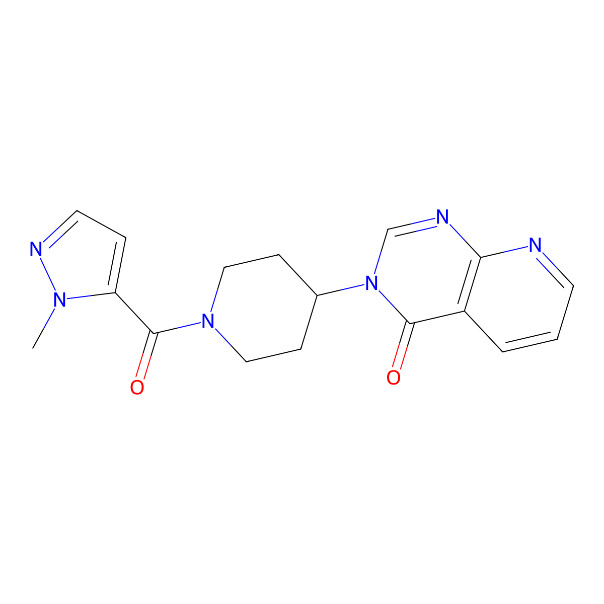 3-(1-(1-methyl-1H-pyrazole-5-carbonyl)piperidin-4-yl)pyrido[2,3-d]pyrimidin-4(3H)-one molecular structure, CAS 2034424-80-9
