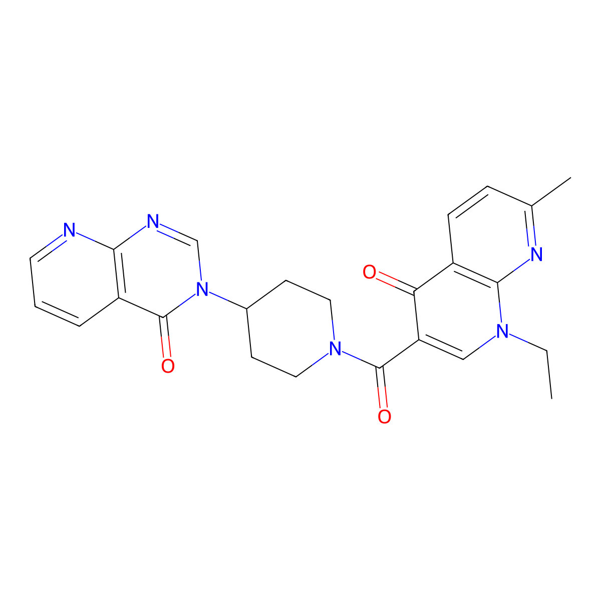 3-(1-(1-ethyl-7-methyl-4-oxo-1,4-dihydro-1,8-naphthyridine-3-carbonyl)piperidin-4-yl)pyrido[2,3-d]pyrimidin-4(3H)-one molecular structure, CAS 2034424-84-3