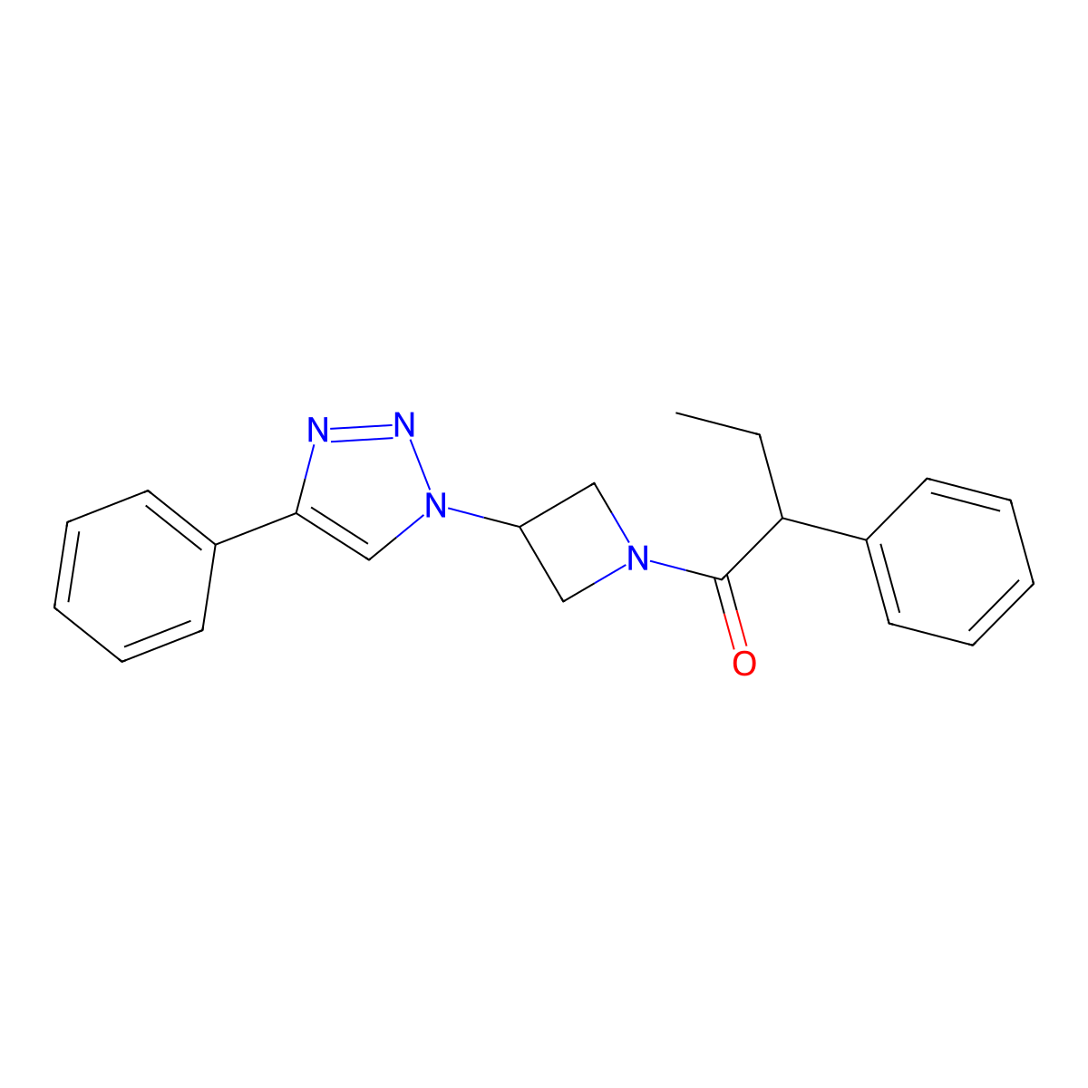 2-phenyl-1-[3-(4-phenyl-1H-1,2,3-triazol-1-yl)azetidin-1-yl]butan-1-one molecular structure, CAS 2034424-90-1