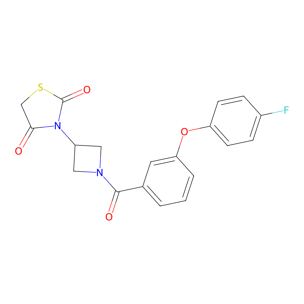 3-(1-(3-(4-Fluorophenoxy)benzoyl)azetidin-3-yl)thiazolidine-2,4-dione molecular structure, CAS 2034424-95-6