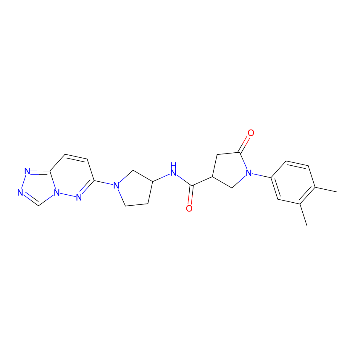 N-(1-([1,2,4]triazolo[4,3-b]pyridazin-6-yl)pyrrolidin-3-yl)-1-(3,4-dimethylphenyl)-5-oxopyrrolidine-3-carboxamide molecular structure, CAS 2034424-96-7