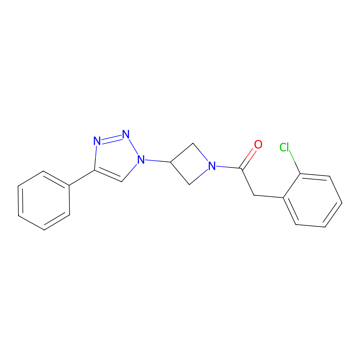 2-(2-chlorophenyl)-1-(3-(4-phenyl-1H-1,2,3-triazol-1-yl)azetidin-1-yl)ethanone molecular structure, CAS 2034425-00-6