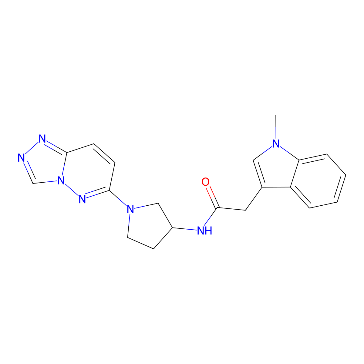 N-(1-([1,2,4]triazolo[4,3-b]pyridazin-6-yl)pyrrolidin-3-yl)-2-(1-methyl-1H-indol-3-yl)acetamide molecular structure, CAS 2034425-03-9
