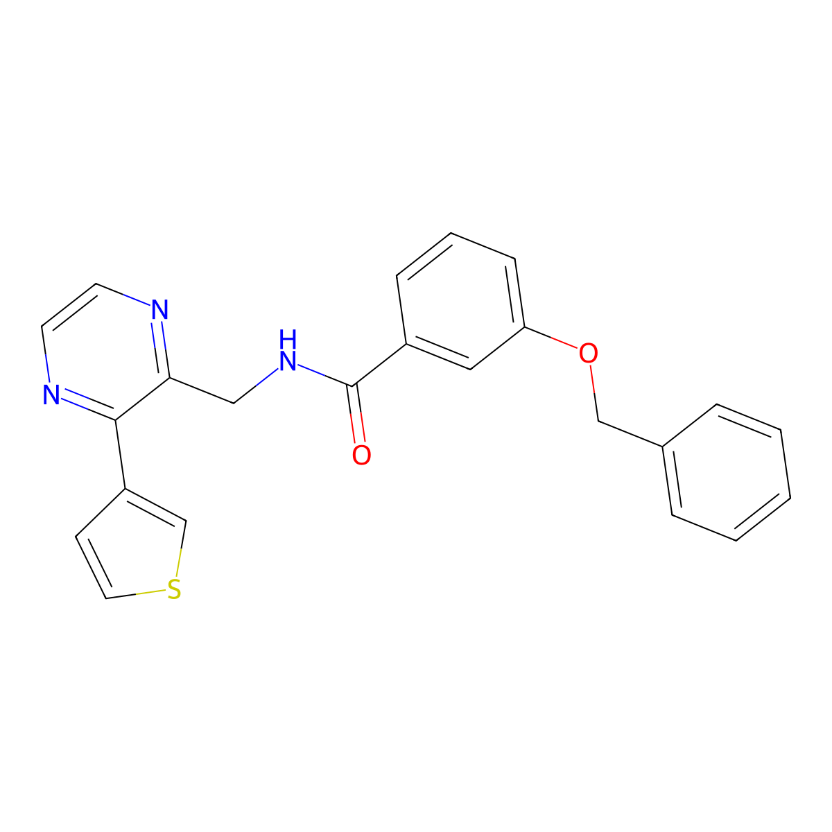 3-(benzyloxy)-N-{[3-(thiophen-3-yl)pyrazin-2-yl]methyl}benzamide molecular structure, CAS 2034425-05-1