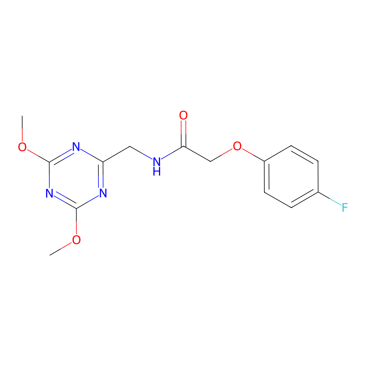 N-[(4,6-dimethoxy-1,3,5-triazin-2-yl)methyl]-2-(4-fluorophenoxy)acetamide molecular structure, CAS 2034425-06-2