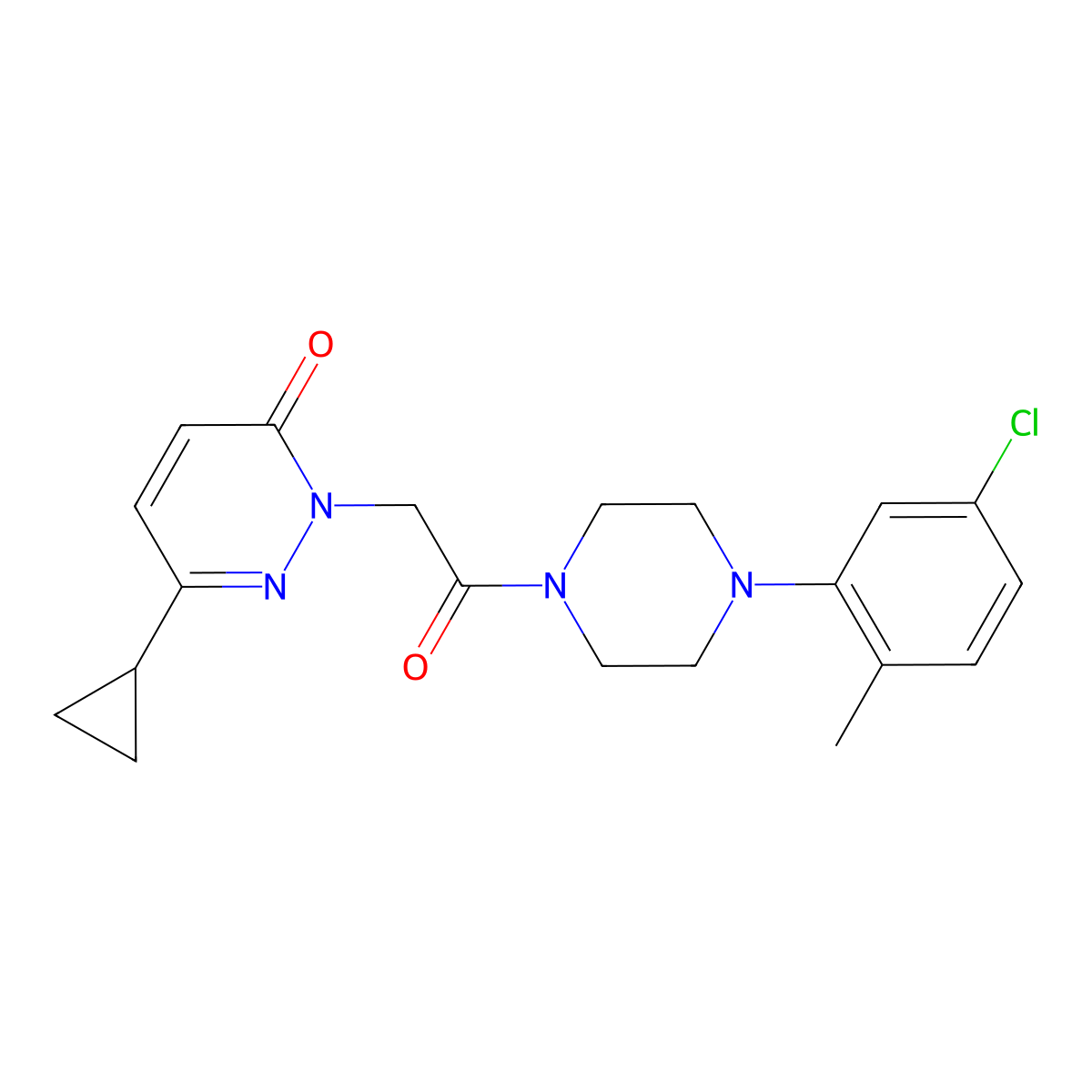 2-(2-(4-(5-chloro-2-methylphenyl)piperazin-1-yl)-2-oxoethyl)-6-cyclopropylpyridazin-3(2H)-one molecular structure, CAS 2034425-09-5