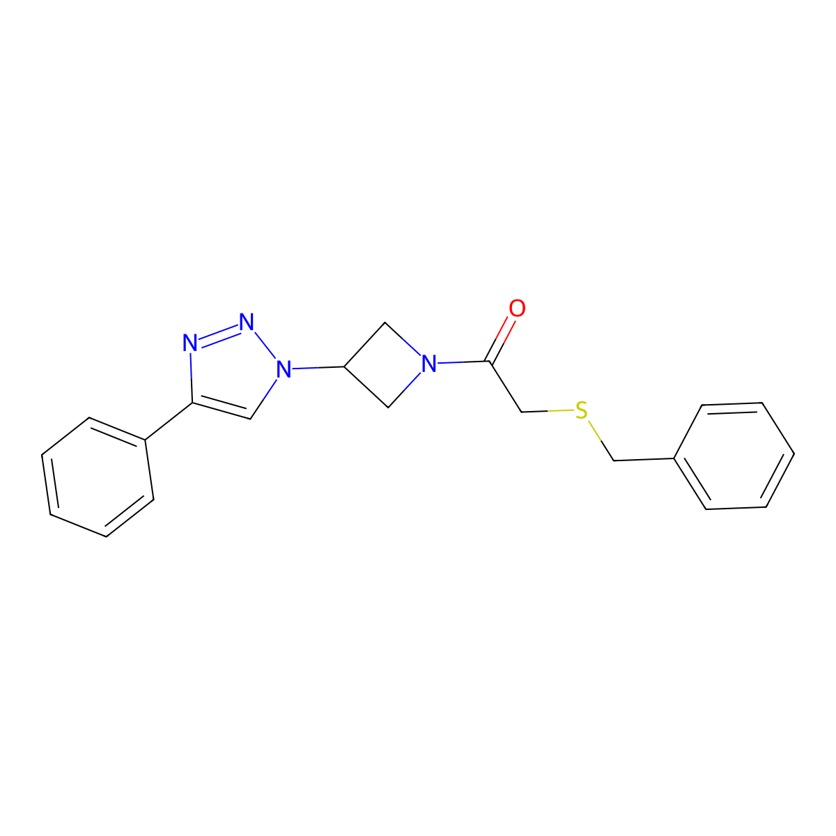 2-(benzylthio)-1-(3-(4-phenyl-1H-1,2,3-triazol-1-yl)azetidin-1-yl)ethanone molecular structure, CAS 2034425-10-8