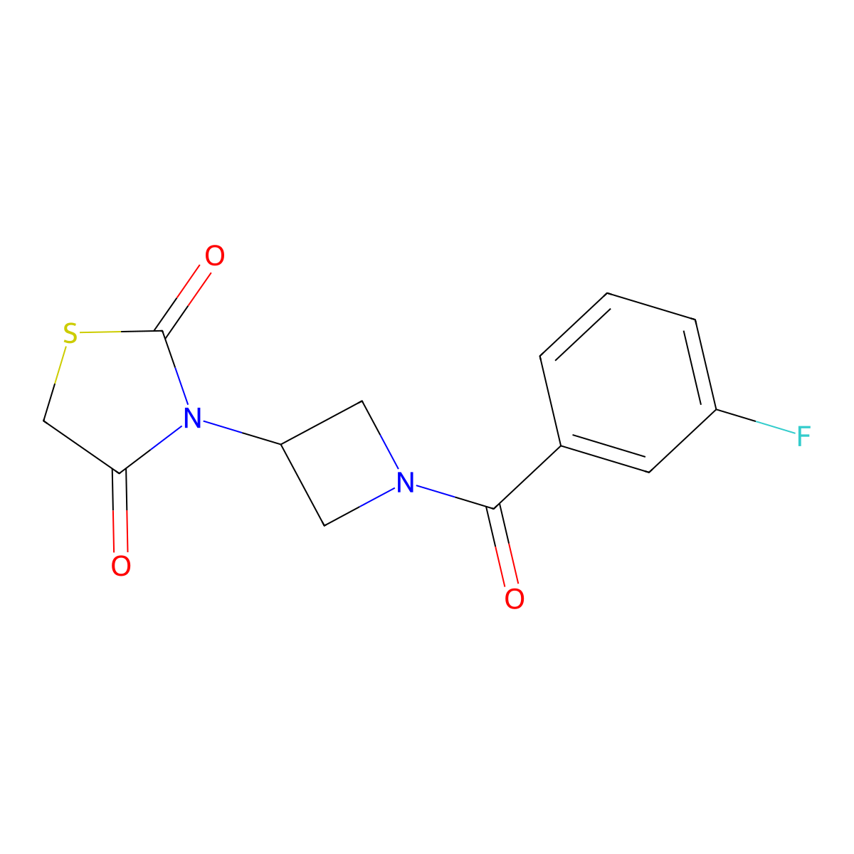 3-(1-(3-Fluorobenzoyl)azetidin-3-yl)thiazolidine-2,4-dione molecular structure, CAS 2034425-12-0