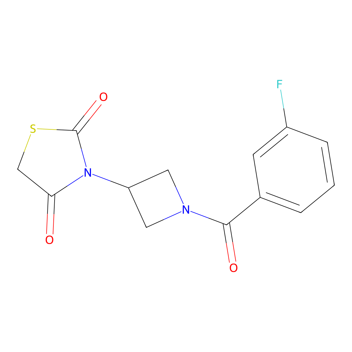 3-(1-(3-Fluorobenzoyl)azetidin-3-yl)thiazolidine-2,4-dione molecular structure, CAS 2034425-12-0