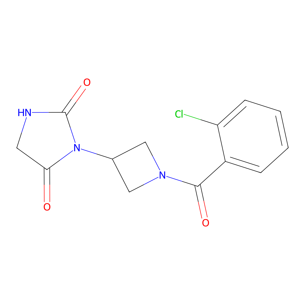 3-[1-(2-Chlorobenzoyl)azetidin-3-yl]imidazolidine-2,4-dione molecular structure, CAS 2034425-14-2