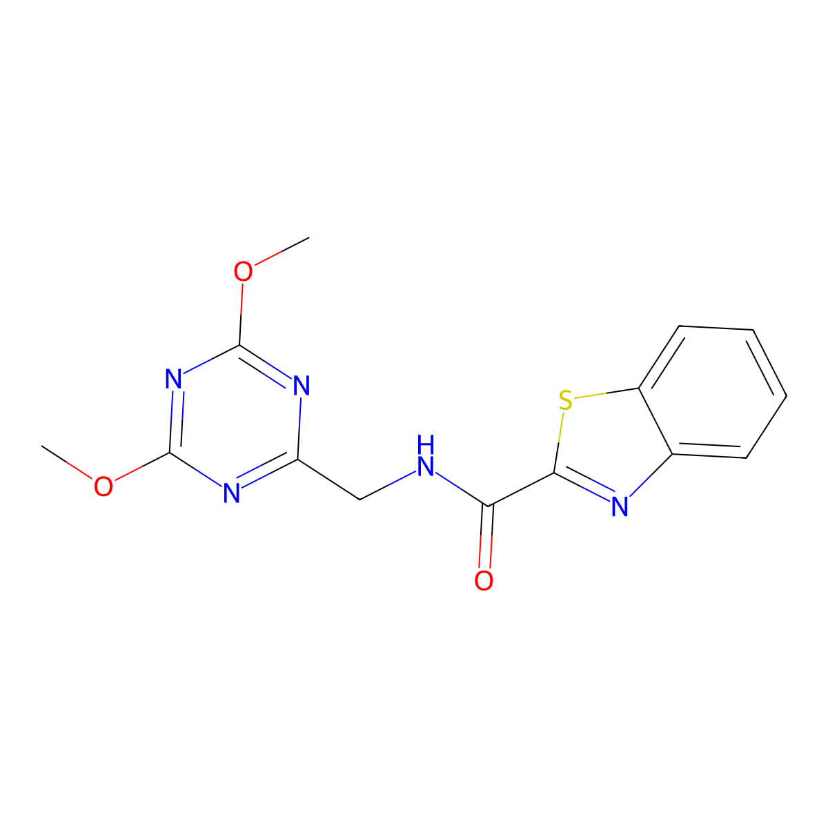 N-((4,6-dimethoxy-1,3,5-triazin-2-yl)methyl)benzo[d]thiazole-2-carboxamide molecular structure, CAS 2034425-15-3