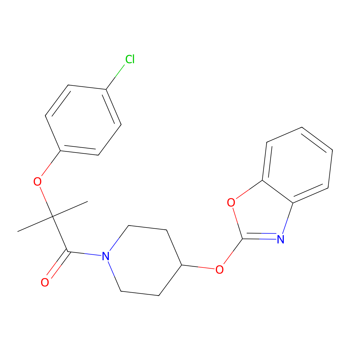 1-(4-(Benzo[d]oxazol-2-yloxy)piperidin-1-yl)-2-(4-chlorophenoxy)-2-methylpropan-1-one molecular structure, CAS 2034425-18-6