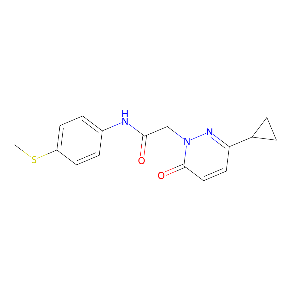 2-(3-cyclopropyl-6-oxopyridazin-1(6H)-yl)-N-(4-(methylthio)phenyl)acetamide molecular structure, CAS 2034425-19-7