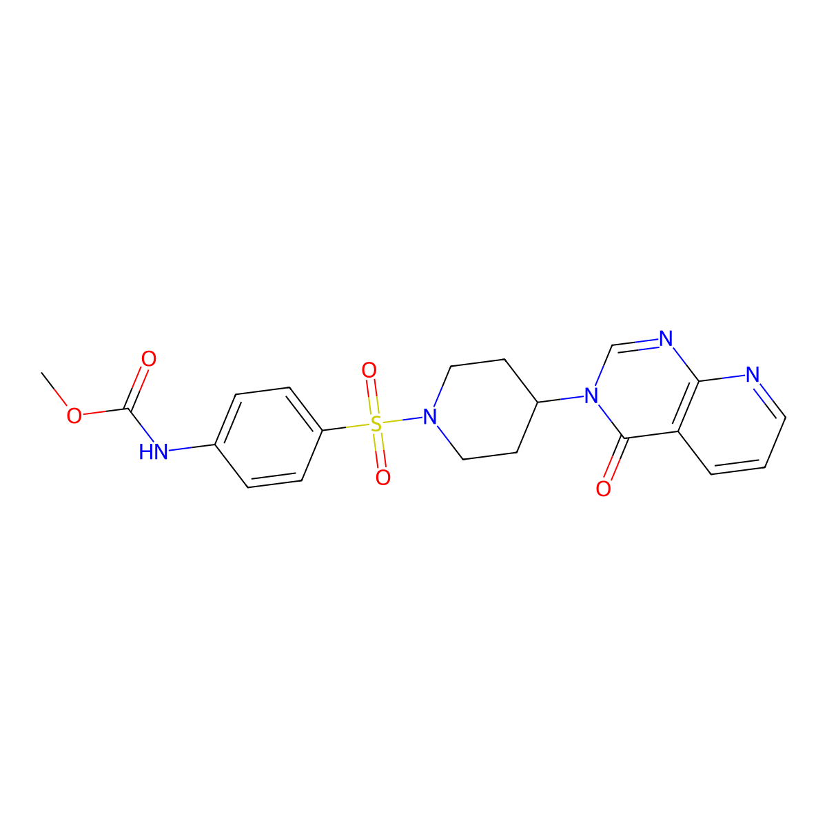 methyl (4-((4-(4-oxopyrido[2,3-d]pyrimidin-3(4H)-yl)piperidin-1-yl)sulfonyl)phenyl)carbamate molecular structure, CAS 2034425-20-0