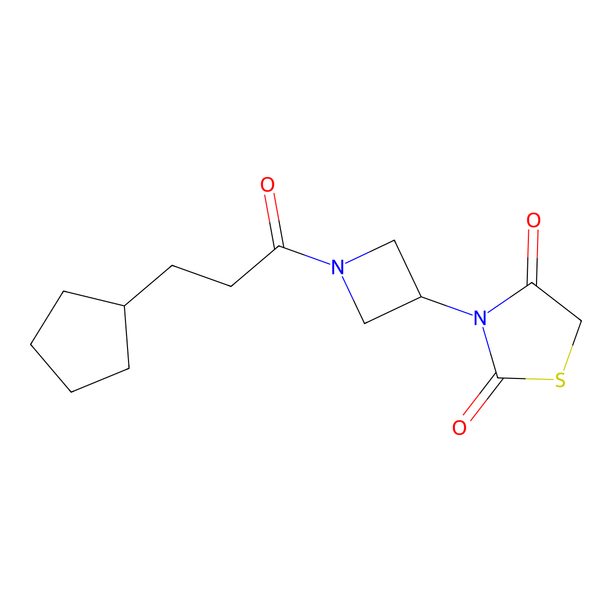 3-(1-(3-Cyclopentylpropanoyl)azetidin-3-yl)thiazolidine-2,4-dione molecular structure, CAS 2034425-22-2