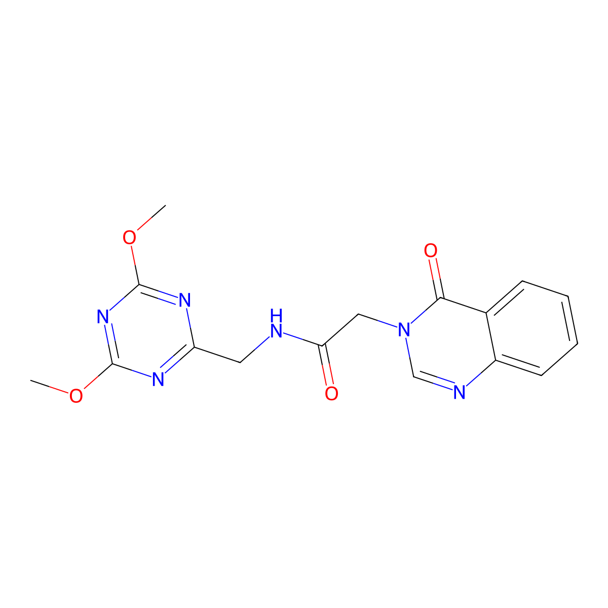 N-((4,6-dimethoxy-1,3,5-triazin-2-yl)methyl)-2-(4-oxoquinazolin-3(4H)-yl)acetamide molecular structure, CAS 2034425-23-3