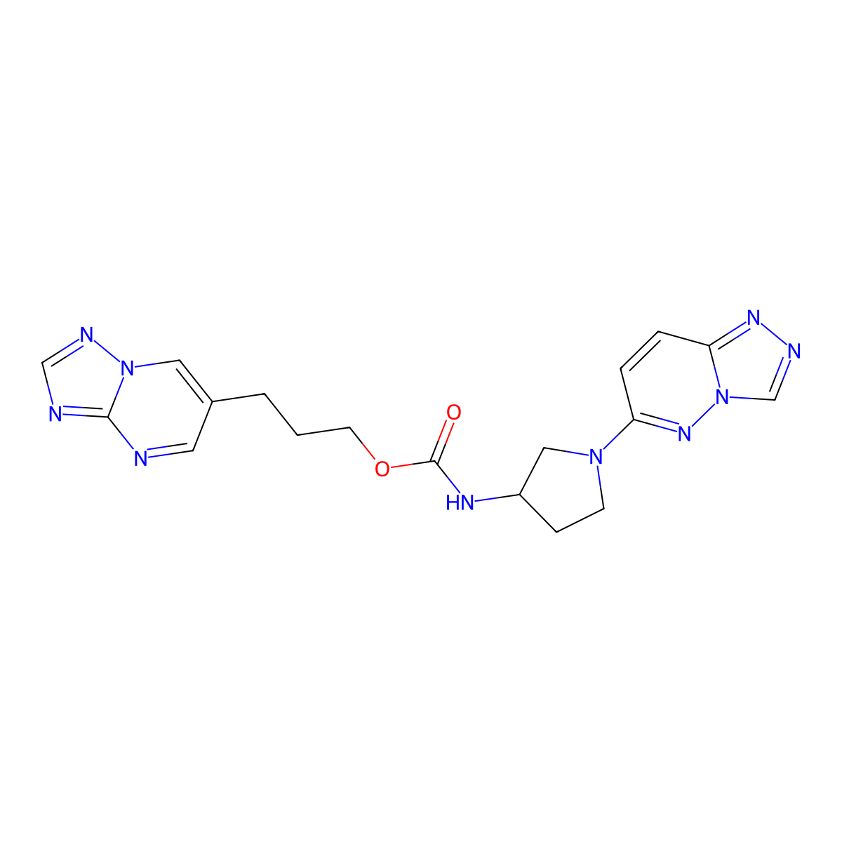 3-([1,2,4]Triazolo[1,5-a]pyrimidin-6-yl)propyl (1-([1,2,4]triazolo[4,3-b]pyridazin-6-yl)pyrrolidin-3-yl)carbamate molecular structure, CAS 2034425-27-7