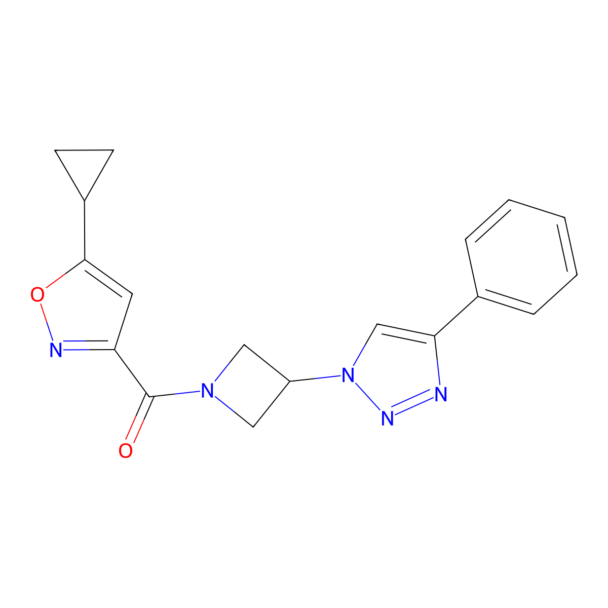 (5-cyclopropylisoxazol-3-yl)(3-(4-phenyl-1H-1,2,3-triazol-1-yl)azetidin-1-yl)methanone molecular structure, CAS 2034425-30-2