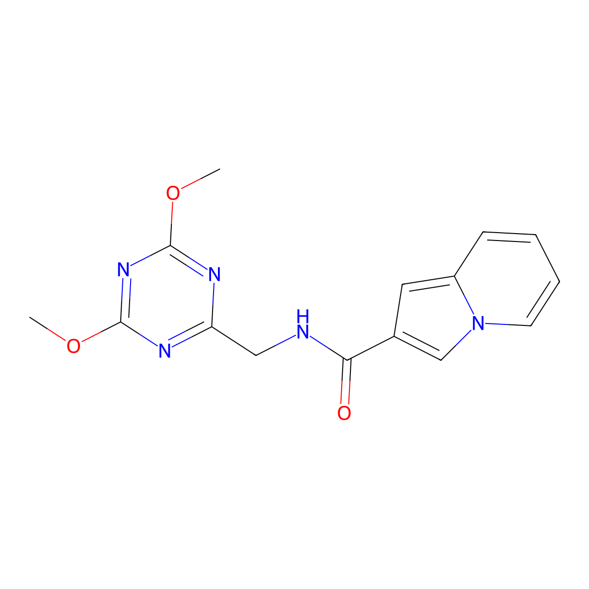 N-[(4,6-dimethoxy-1,3,5-triazin-2-yl)methyl]indolizine-2-carboxamide molecular structure, CAS 2034425-31-3
