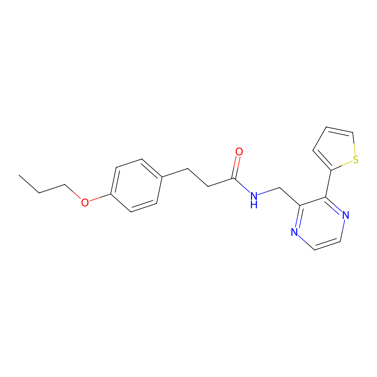 3-(4-propoxyphenyl)-N-((3-(thiophen-2-yl)pyrazin-2-yl)methyl)propanamide molecular structure, CAS 2034425-32-4